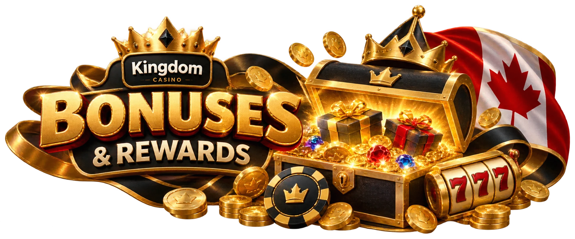 Kingdom Casino bonuses and rewards chest with Canadian theme